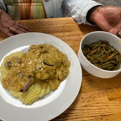 H8ters - Smothered Pork Chop mashed potatoes and green beans