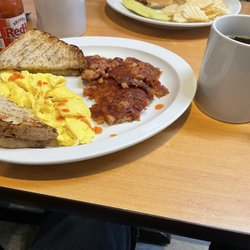 Bemus Point Inn - Corned beef hash, scrambled eggs, sunflower toast. It goes by #6 on the menu!