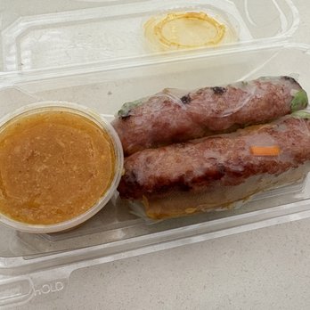 Brodard Express - Brodard Grilled Pork Spring Rolls (Nem Nuong) - Grilled Pork, Pate, Crispy Roll, Mint, Carrot, Daikon, and Cucumber Wrapped in Rice Paper - Food Court Near Me - Santa Ana, California