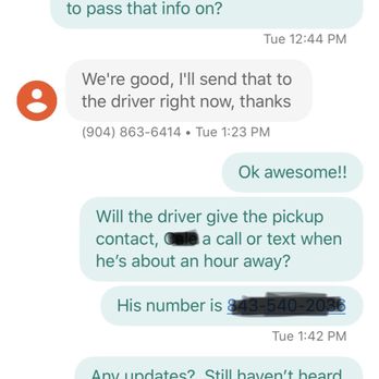 Movewheels - Trying to contact broker regarding pickup status as my person waiting has been sitting for three hours waiting.  No response whatsoever. - Vehicle Shipping Near Me - Green Cove Springs, Florida