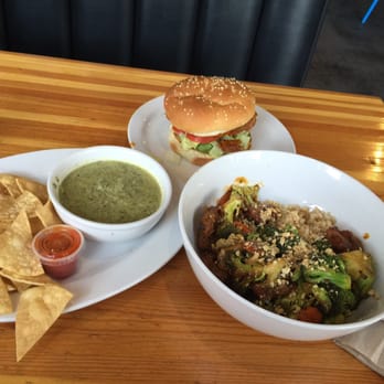 Green Restaurant - What we ate--fundido, beef Asian bowl and crispy chicken sandwich. Soooooo delicious! - Vegetarian Near Me - Tempe, Arizona
