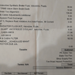 Tires, Etc - Extra services added