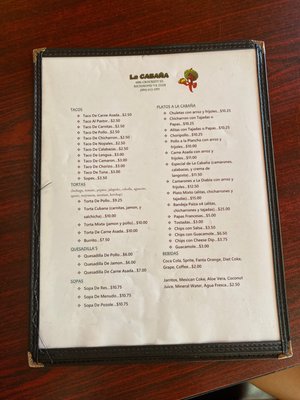 Menu photo 5 La Cabana Richmond, VA
