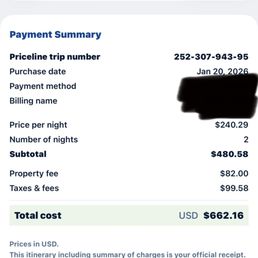 Property Fee $82 Total stay $663