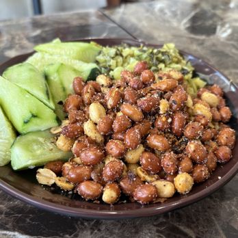 Sue's Kitchen - 3 Item Cold Dish - cucumber, mustard greens, steamed peanuts - Chinese Near Me - Torrance, California