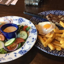 The Thomas Burke - Lovely steak and chips. The green stuff was edible. Best of all,   NO FOOTBALL OR TV's