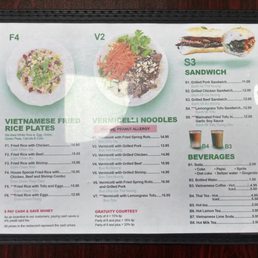 Menu - back side