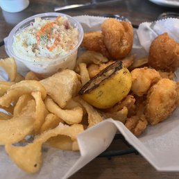Wild Georgia Shrimp, slaw & sidewinder fries. Wild Georgia Shrimp, slaw & sidewinder fries.
