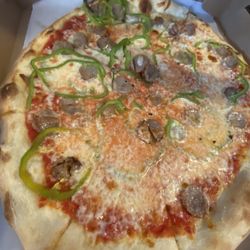 Prides Deli and Pizzeria - pizza with sausage and peppers