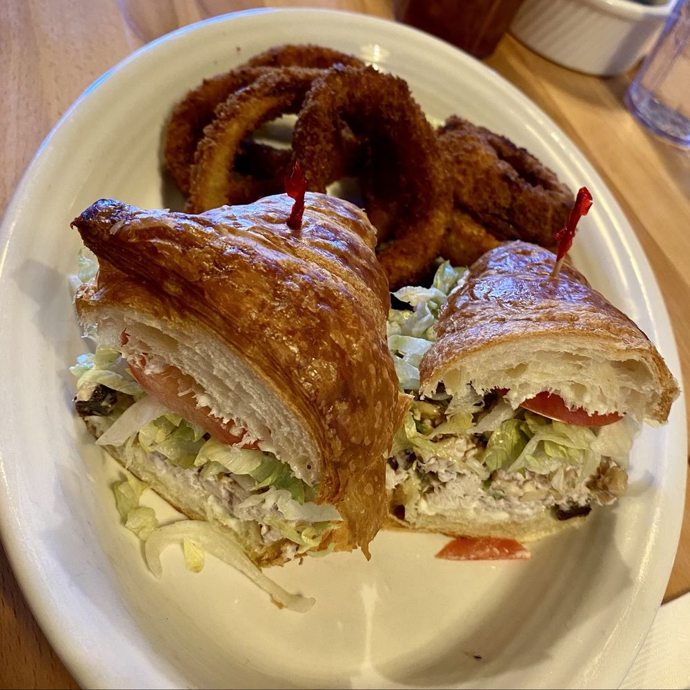 Janet’s Cafe - One of today's Daily specials: Chicken Walnut Salad sandwich on a croissant w/onion rings. - Coffee & Tea Near Me - Eagle, Idaho Janet’s Cafe - One of today's Daily specials: Chicken Walnut Salad sandwich on a croissant w/onion rings. - Coffee & Tea Near Me - Eagle, Idaho