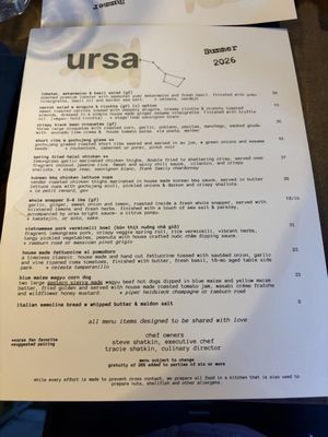 Menu photo 1 Ursa Mammoth Lakes, CA Menu photo 1 Ursa Mammoth Lakes, CA