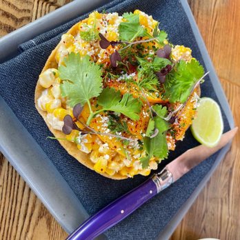Rich Table - Elote esquite tostada, cotija, nectarine, coriander - New American Near Me - San Francisco, California