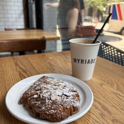 Cafe Myriade - Almond croissant + iced latte