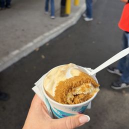 Pumpkin soft serve with marshmallow and pumpkin roll