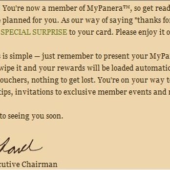 Panera Bread - Just for signing up, you get a gift.  I signed up on my iPhone while I was there. - Sandwiches Near Me - Concord, California