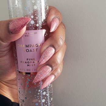 Inspire Nail Bar - Cute sparkly pink soak off and stiletto full set by Van! She nailed this shape and the nails are sharp and pointy, just like I like them - Nail Salons Near Me - Hyattsville, Maryland