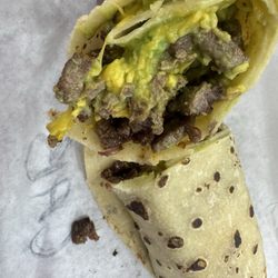 Carne Asada burrito with cheese no pico