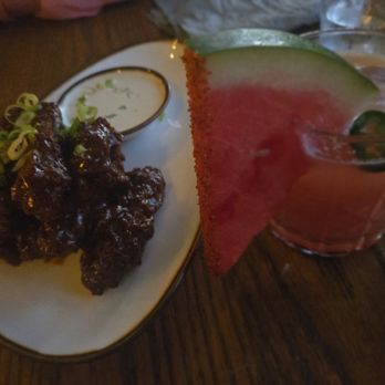 Bacari - Jidori Chicken (super spicy) and A Bacarita! Refreshing & Spicy with jalapeño. - Mediterranean Near Me - Long Beach, California