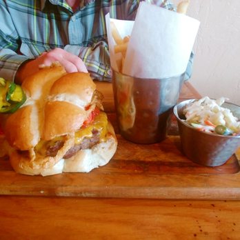 Jackalope's Bar and Grill - Cowboy burger. Fries are an extra $4. - American Near Me - Fish Camp, California Jackalope's Bar and Grill - Cowboy burger. Fries are an extra $4. - American Near Me - Fish Camp, California