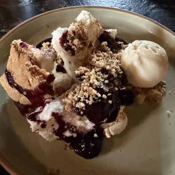 Niche Restaurant - Blueberry Shortcake angel food cake, jammy blueberries, coconut streusel, vanilla chantilly, masa ice cream - GF - New American Near Me - Geneva, Illinois Niche Restaurant - Blueberry Shortcake angel food cake, jammy blueberries, coconut streusel, vanilla chantilly, masa ice cream - GF - New American Near Me - Geneva, Illinois