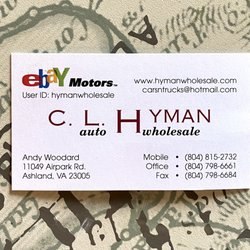 CL Hyman Auto Wholesalers - Business card