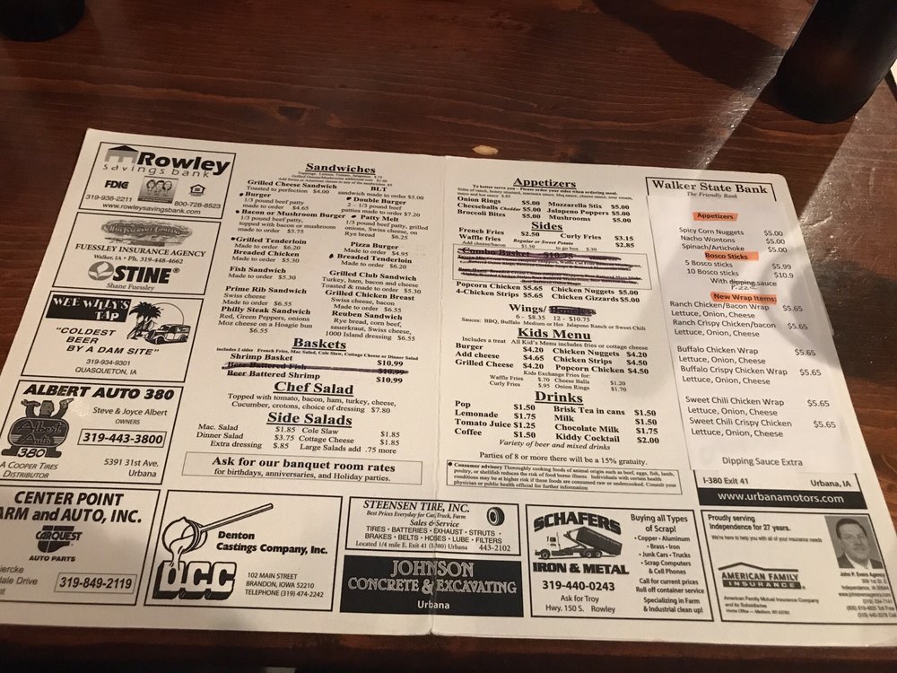 WINNS ALLEY Updated August 2024 114 Greene St, Walker, Iowa American Restaurant Reviews