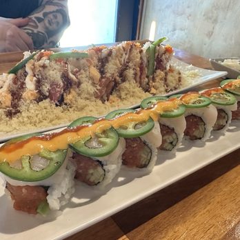 Noma Sushi - Noma Roll (back) and Scallop Inferno (front) - Sushi Bars Near Me - San Mateo, California Noma Sushi - Noma Roll (back) and Scallop Inferno (front) - Sushi Bars Near Me - San Mateo, California