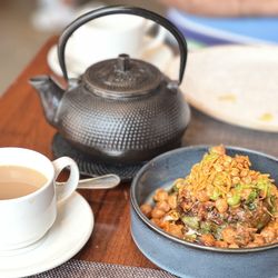 Saffron NOLA - Aloo Tiffin Chaat and Masala Chai Tea