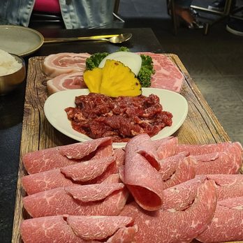MOA Korean BBQ & Bar - Our selection of meats to cook on the table grill! - Barbeque Near Me - Charlotte, North Carolina
