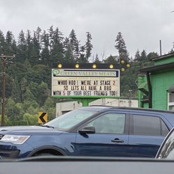 Green Valley Meats & Mini Market - Green Valley Signage from Parking Lot