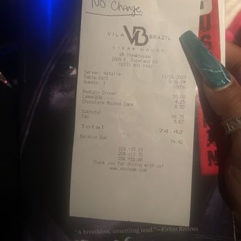 VB Steakhouse - Accused me of not paying my tab. - Steakhouses Near Me - Arlington, Texas