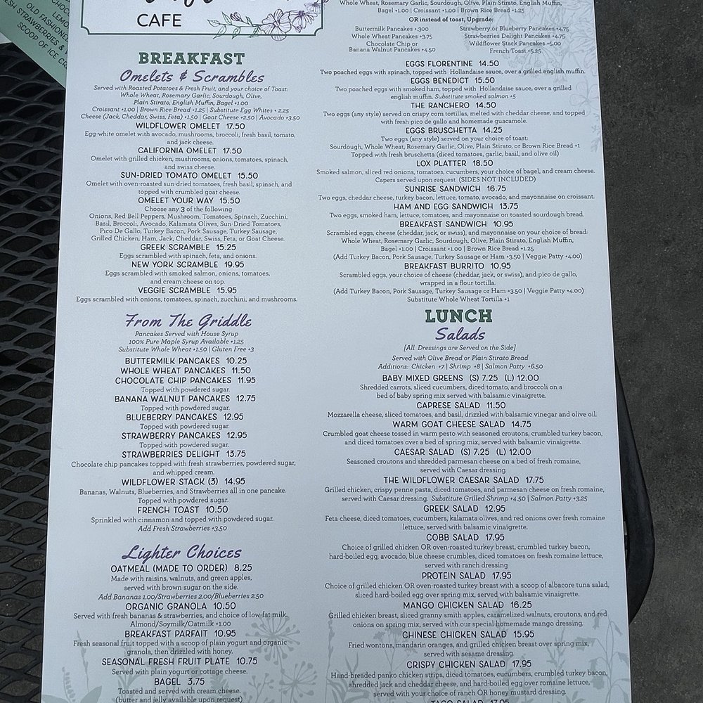 Wildflower Cafe - menu 05/2024 - Breakfast & Brunch Near Me - Redondo Beach, California Wildflower Cafe - menu 05/2024 - Breakfast & Brunch Near Me - Redondo Beach, California