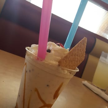 Silver Diner - Campfire milkshake for 2! Love the straws and the chocolate pearls!! - New American Near Me - Waldorf, Maryland