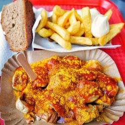 Best Worscht in Town - Currywurst with fries and bread