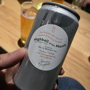 Thunderbolt - They have an assortment of canned Highball of the Month cocktails they create in-house. - Bars Near Me - Los Angeles, California Thunderbolt - They have an assortment of canned Highball of the Month cocktails they create in-house. - Bars Near Me - Los Angeles, California