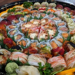 We ordered a sushi party tray for $100. This included 6 regular rolls and 6 chef's choice rolls. We ordered a sushi party tray for $100. This included 6 regular rolls and 6 chef's choice rolls.