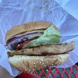 Grilled Chicken Ortega Burger