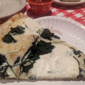 Home Slice Pizza - White pie with spinach - Pizza Near Me - Austin, Texas