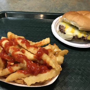Bill Gray's Webster - a hamburger and fries on a tray - Burgers Near Me - Webster, New York
