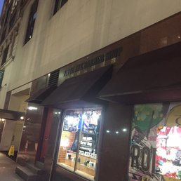 Front of barbershop. Front of barbershop.