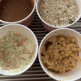 Pollo Campero - Various sides, Campero Beans, Campero rice, coleslaw and Mac and cheese, the Mac was my least favorite. - Latin American Near Me - Burbank, California