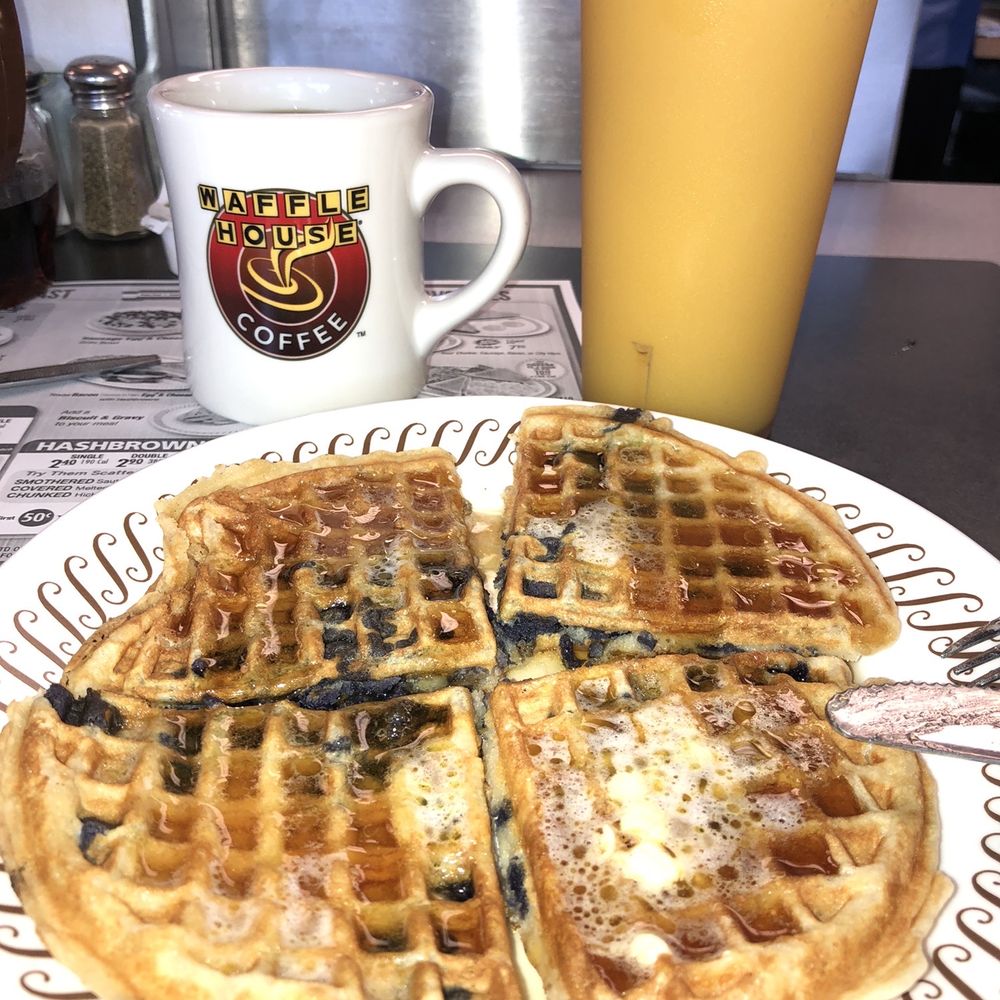 Waffle House - a plate of waffles and a glass of orange juice - American Near Me - Richmond, Virginia Waffle House - a plate of waffles and a glass of orange juice - American Near Me - Richmond, Virginia