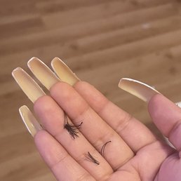 The lashes that had fallen out when I washed my face.