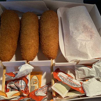 Mochinut - Cerritos - Whole Mozzarella Corndog, Hot Cheetos Mozzarella,  Chungchun Org. CornDog - Hot Dogs Near Me - Cerritos, California