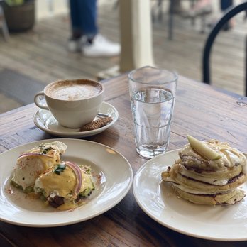 Fellows Cafe - Featuring sweet potato eggs Benedict, lemon ricotta hotcakes, and a seasonal fall drink (unfortunately can't remember which) - Breakfast & Brunch Near Me - Roswell, Georgia