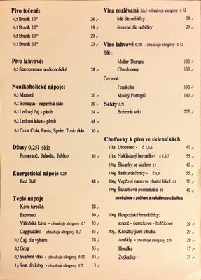 Menu photo 1 Hostinec U Kohouta Praha-4, PR Menu photo 1 Hostinec U Kohouta Praha-4, PR