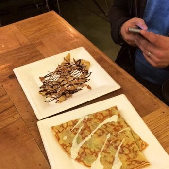 Nu Crepes - We got the pretzel peanut butter crepe and the Cali one. Both delicious! - Creperies Near Me - Elmhurst, Illinois
