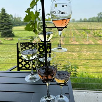 Bella Rose Vineyard & Winery - three glasses of wine on a table - Wine Tasting Room Near Me - Lewiston, New York Bella Rose Vineyard & Winery - three glasses of wine on a table - Wine Tasting Room Near Me - Lewiston, New York