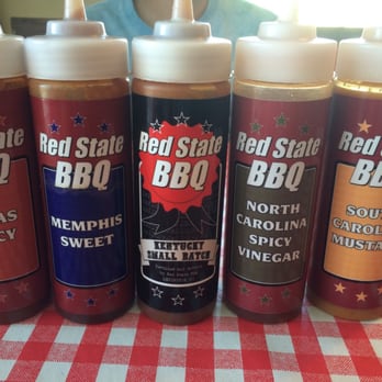 Red State BBQ - Their sauce selection! - Barbeque Near Me - Lexington, Kentucky