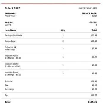 La Ruana - "Receipt from system " - Colombian Near Me - Norcross, Georgia